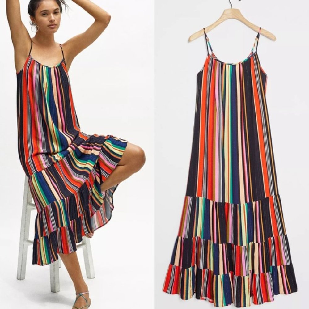 Anthropologie Farm Rio Rainbow Shimmer Maxi Dress - Small